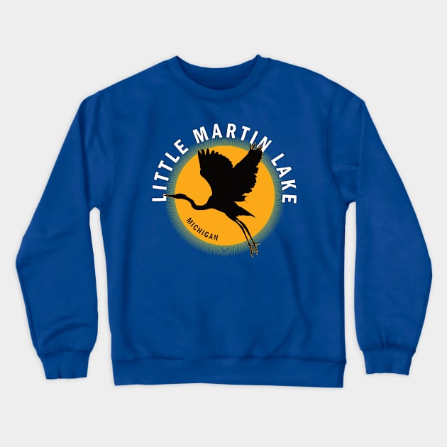 Little Martin Lake in Michigan Heron Sunrise Crewneck Sweatshirt by BirdsEyeWorks